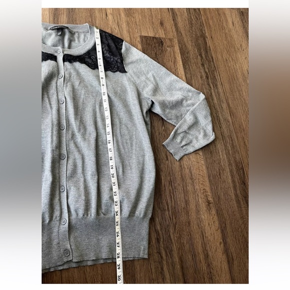 Lane Bryant Gray Button Cardigan Sweater Size 22/24, Black Lace Accent - Picture 4 of 8